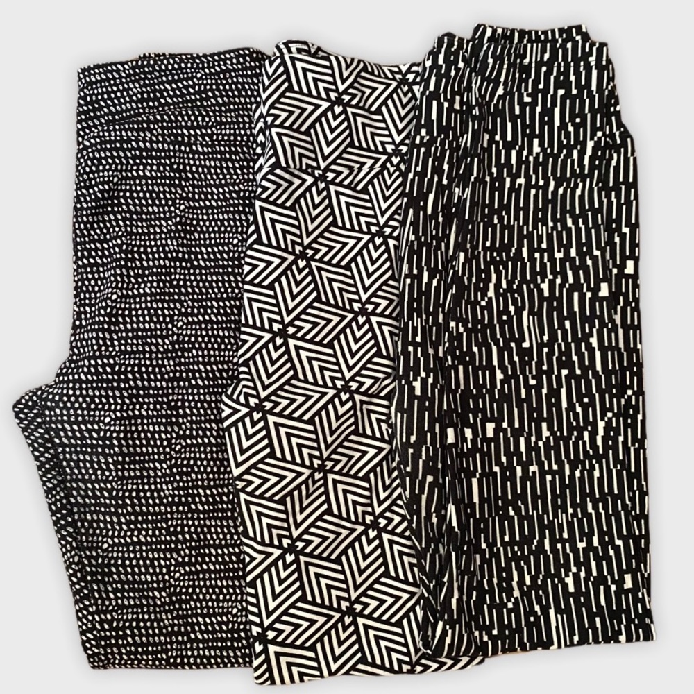 SET OF 3 Lularoe Black White Leggings